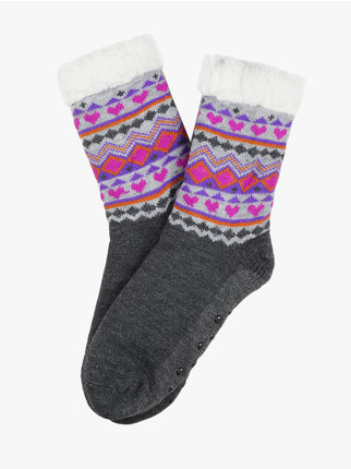 Women's non-slip socks with fur padding