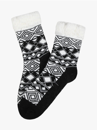 Women's non-slip socks with fur padding