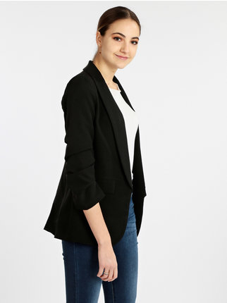 Women's open blazer with gathered sleeves