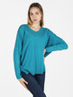 Women's oversized knitted sweater with V-neck
