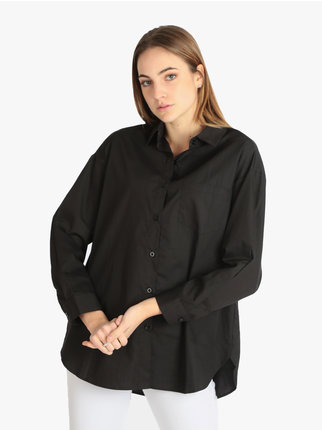 Women's oversized maxi shirt in cotton