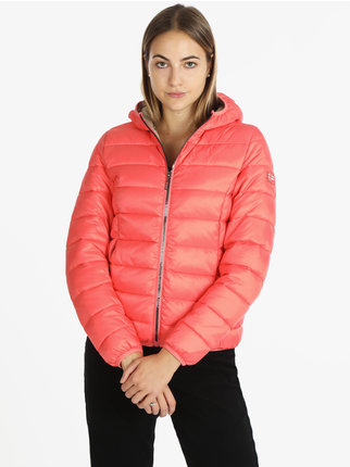 Women's padded down jacket with hood and zip