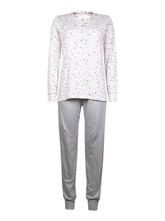 Women's pajamas in cotton with printed flowers