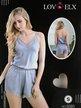 Women's pajamas with satin effect and lace