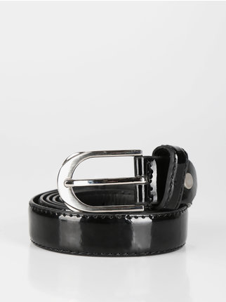 Women's patent leather belt