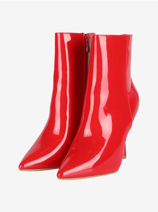 Women's patent leather pointed ankle boots