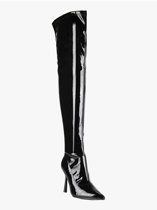 Women's patent leather thigh-high boots