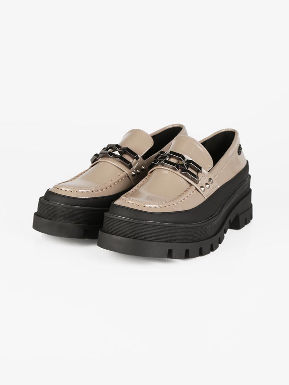 Women's patent loafers with platform