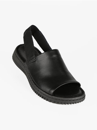 Women's peep toe leather sandals