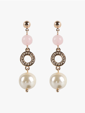 Women's pendant earrings with pearls