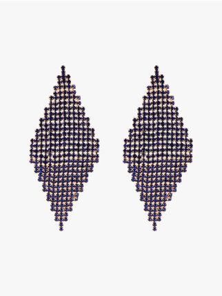 Women's pendant earrings with rhinestones