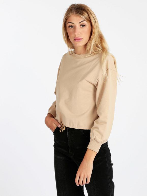 Women's plain color cropped sweatshirt
