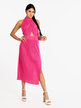 Women's pleated dress with slit