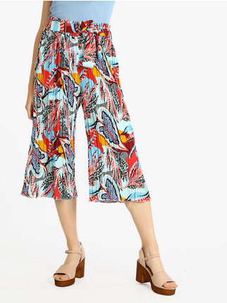 Women's pleated trousers with prints
