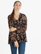 Women's pleated V-neck blouse