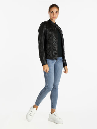 Women's plus size faux leather jacket