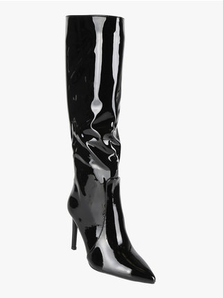 Women's pointed patent leather boots