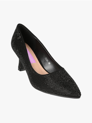 Women's pointed pumps with rhinestones