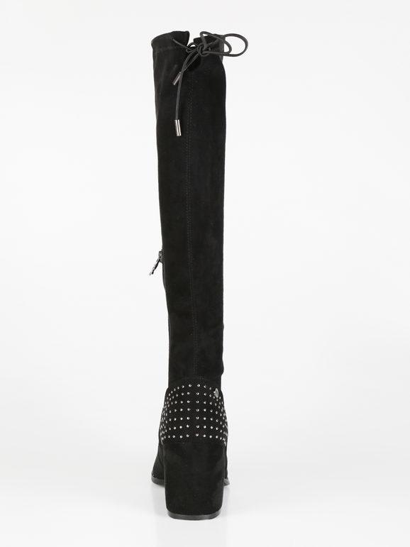 Women's pointed toe high boots with studs