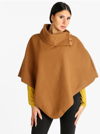Women's poncho cape with buttons