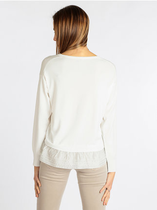 Women's pullover with fabric flounce