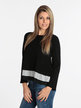 Women's pullover with flounce in two-tone fabric
