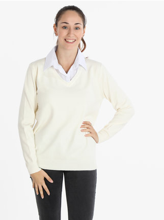 Women's pullover with shirt