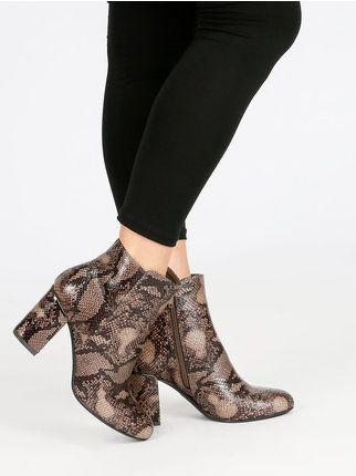 Women's python heel ankle boots