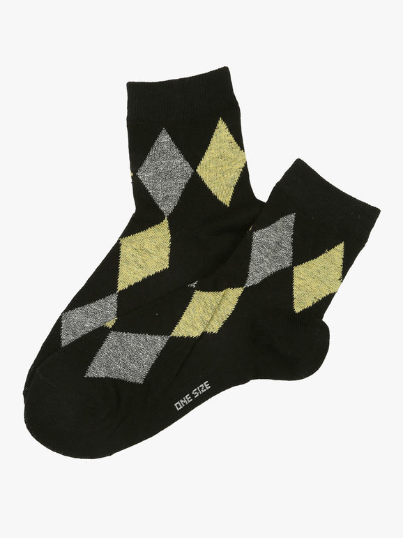 Women's rhombus short socks in warm cotton