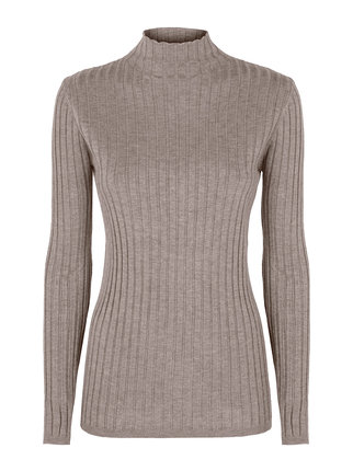 Women's ribbed sweater with mock neck