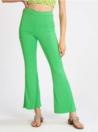 Women's ribbed trousers with flared finish