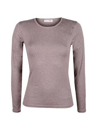 Women's round neck sweater in microfiber