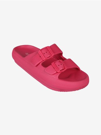 Women's rubber slippers with double buckle