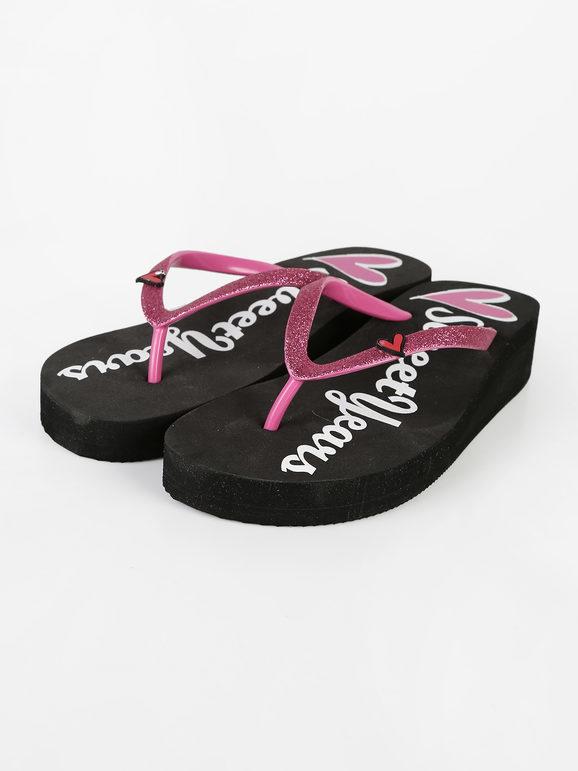 Women's rubber thong sandals with wedge heel