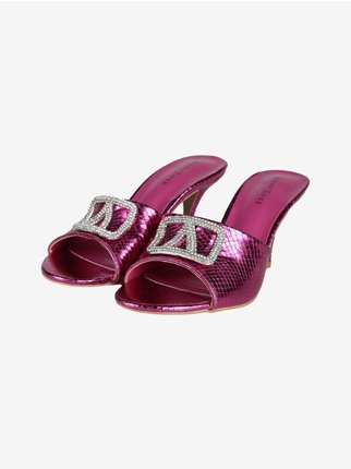 Women's sabot with heel and rhinestones