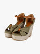 Women's sandals in fabric with wedge and plateau
