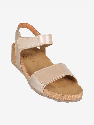 Women's sandals with cork effect wedge
