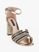 Women's sandals with heel and rhinestones