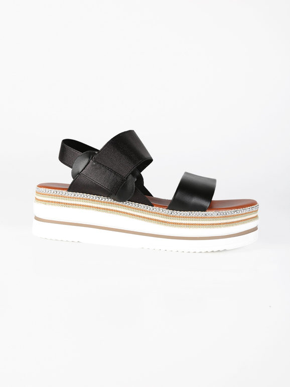 Women's sandals with platform and elastic straps