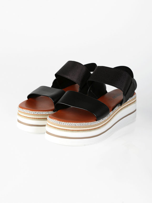 Women's sandals with platform and elastic straps
