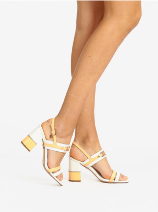Women's sandals with two-tone heel