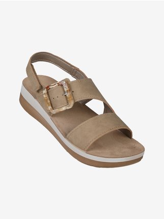 Women's sandals with velcro closure and buckle