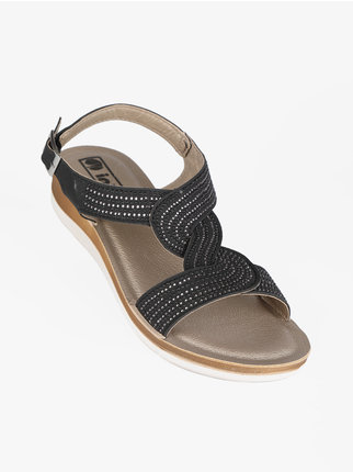 Women's sandals with wedge and glitter