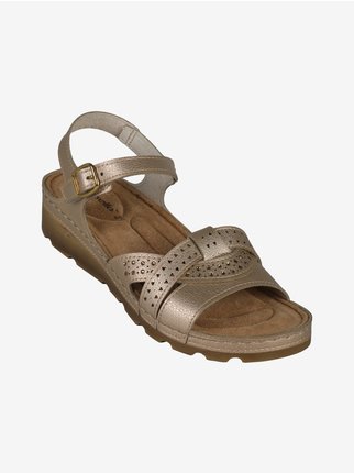 Women's sandals with wedge and rhinestones