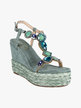 Women's sandals with wedge and stones