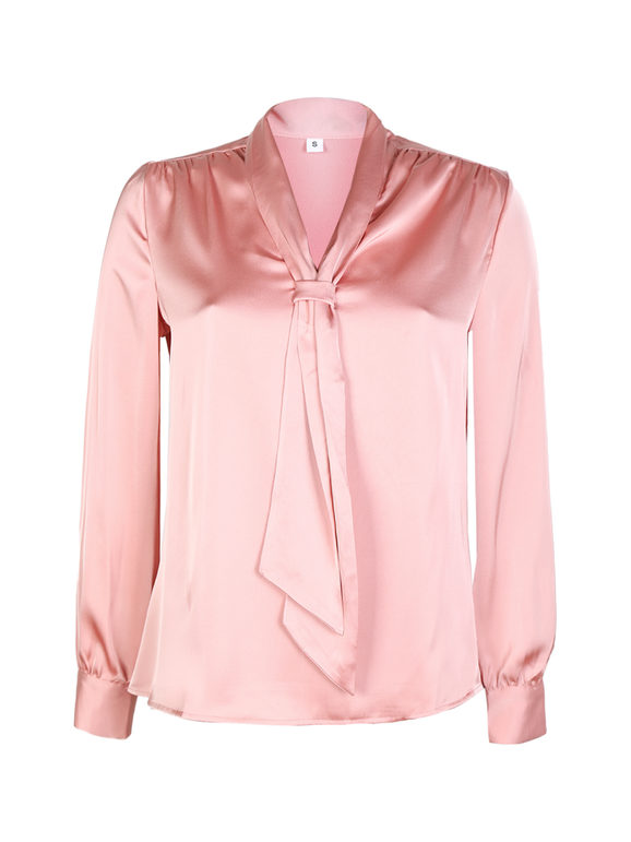 Women's satin blouse with tie