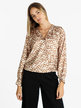 Women's satin effect blouse with print