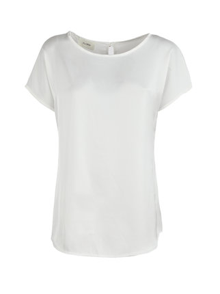 Women's satin effect blouse with short sleeves