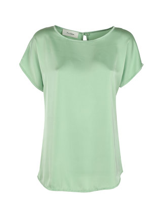 Women's satin effect blouse with short sleeves