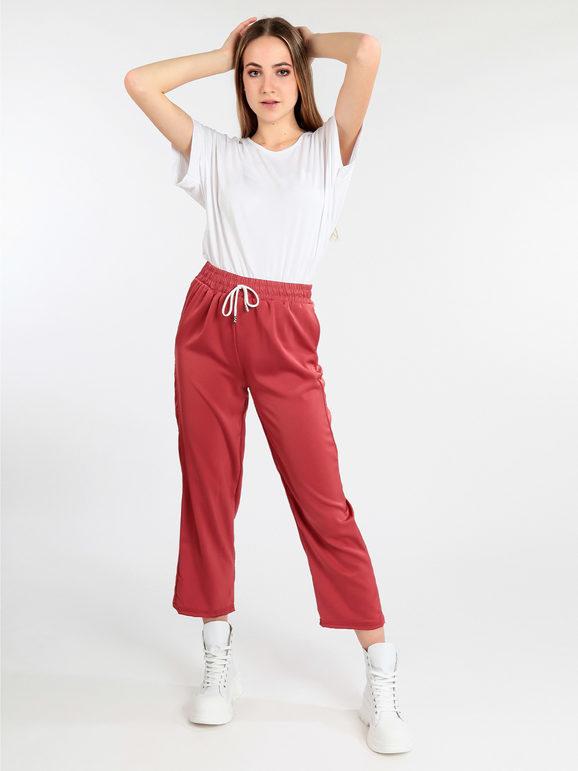 Women's satin-effect trousers